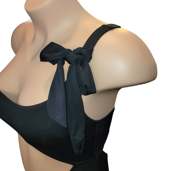 Shade & Shore Black Swimsuit Cheeky One Shoulder One Piece Bikini Medium Jj3400 - Picture 3 of 13